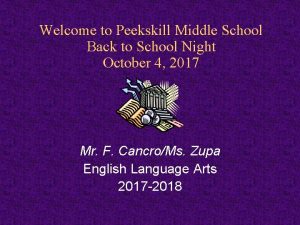 Welcome to Peekskill Middle School Back to School