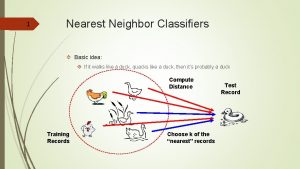 1 Nearest Neighbor Classifiers Basic idea If it