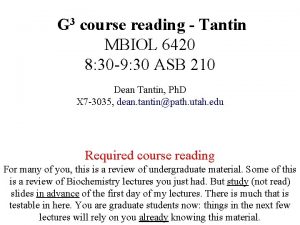 G 3 course reading Tantin MBIOL 6420 8