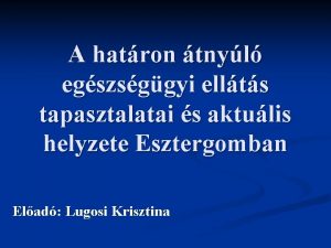 A hatron tnyl egszsggyi ellts tapasztalatai s aktulis