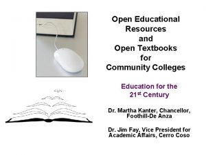 Open Educational Resources and Open Textbooks for Community