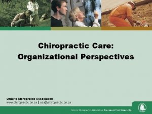 Chiropractic Care Organizational Perspectives Ontario Chiropractic Association www