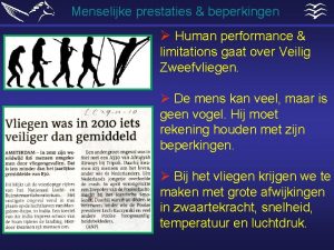 Menselijke prestaties beperkingen Human performance limitations gaat over