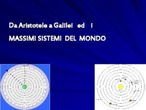 Da Aristotele a Galilei ed i MASSIMI SISTEMI