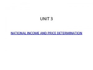 UNIT 3 NATIONAL INCOME AND PRICE DETERMINATION Aggregate