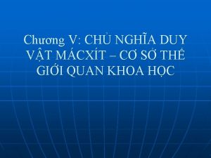 Chng V CH NGHA DUY VT MCXT C