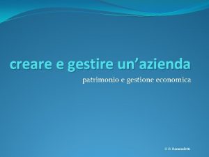 creare e gestire unazienda patrimonio e gestione economica