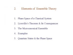 2 Elements of Ensemble Theory 1 Phase Space