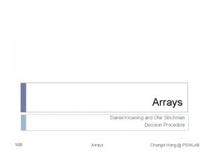 Arrays Daniel Kroening and Ofer Strichman Decision Procedure