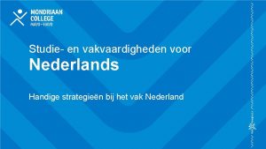 Studie en vakvaardigheden voor Nederlands Handige strategien bij