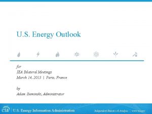 U S Energy Outlook for IEA Bilateral Meetings