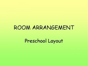 ROOM ARRANGEMENT Preschool Layout ACTIVITY The importance of