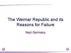 The Weimar Republic and its Reasons for Failure