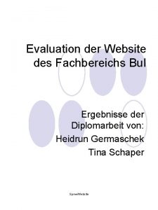 Evaluation der Website des Fachbereichs Bu I Ergebnisse