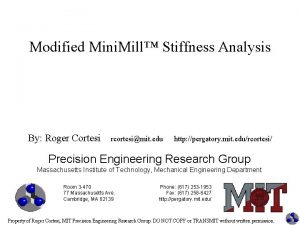 Modified Mini Mill Stiffness Analysis By Roger Cortesi