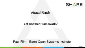 Visual Bash Yet Another Framework Paul Flint Barre