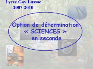 Lyce Gay Lussac 2007 2010 Option de dtermination