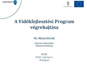 A Vidkfejlesztsi Program vgrehajtsa Dr Mezei Dvid helyettes