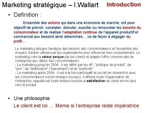 Marketing stratgique I Wallart Introduction Definition Ensemble des