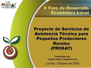 II Foro de Desarrollo Econmico Local Proyecto de