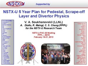 NSTXU Supported by NSTXU 5 Year Plan for