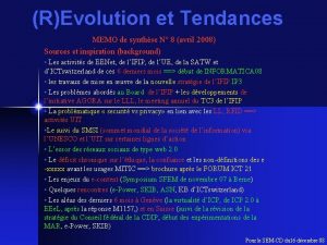 REvolution et Tendances MEMO de synthse N 8