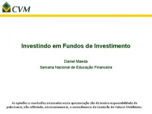 Investindo em Fundos de Investimento Daniel Maeda Semana