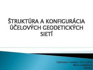 TRUKTRA A KONFIGURCIA ELOVCH GEODETICKCH SIET Diplomov seminr