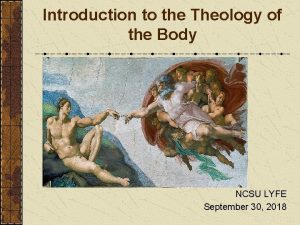 Introduction to the Theology of the Body NCSU