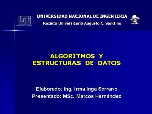 UNIVERSIDAD NACIONAL DE INGENIERIA Recinto Universitario Augusto C