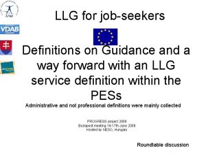 LLG for jobseekers Definitions on Guidance and a