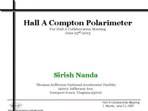 Hall A Compton Polarimeter For Hall A Collaboration
