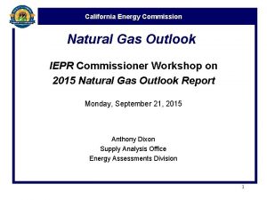 California Energy Commission Natural Gas Outlook IEPR Commissioner