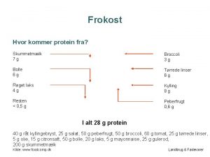 Frokost Hvor kommer protein fra Skummetmlk 7 g