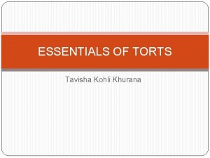 ESSENTIALS OF TORTS Tavisha Kohli Khurana Essentials of