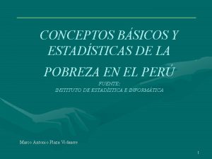 CONCEPTOS BSICOS Y ESTADSTICAS DE LA POBREZA EN