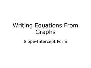 Writing Equations From Graphs SlopeIntercept Form Review Any