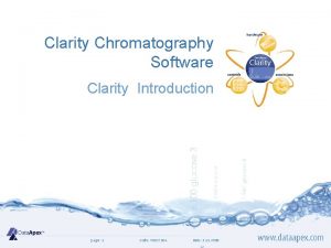 Clarity Chromatography Software Clarity Introduction page 1 Code
