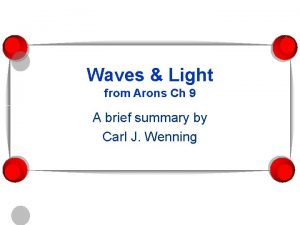 Waves Light from Arons Ch 9 A brief