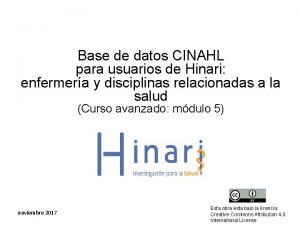 Base de datos CINAHL para usuarios de Hinari