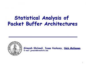 Statistical Analysis of Packet Buffer Architectures Gireesh Shrimali