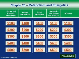 Chapter 25 Metabolism and Energetics Cycles and Transport