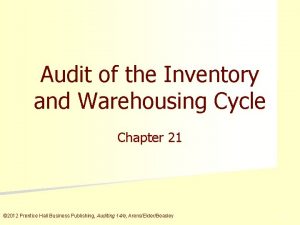 Audit of the Inventory and Warehousing Cycle Chapter