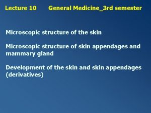 Lecture 10 General Medicine3 rd semester Microscopic structure