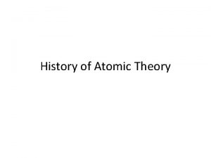 History of Atomic Theory Democritus c 450 BCE