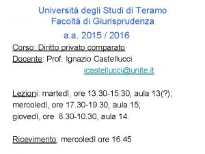 Universit degli Studi di Teramo Facolt di Giurisprudenza