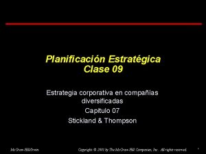 Planificacin Estratgica Clase 09 Estrategia corporativa en compaas