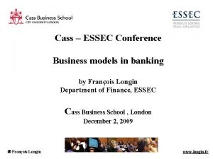 Cass ESSEC Conference Business models in banking by