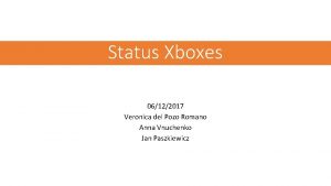 Status Xboxes 06122017 Veronica del Pozo Romano Anna