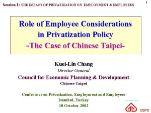 Session I THE IMPACT OF PRIVATIZATION ON EMPLOYMENT